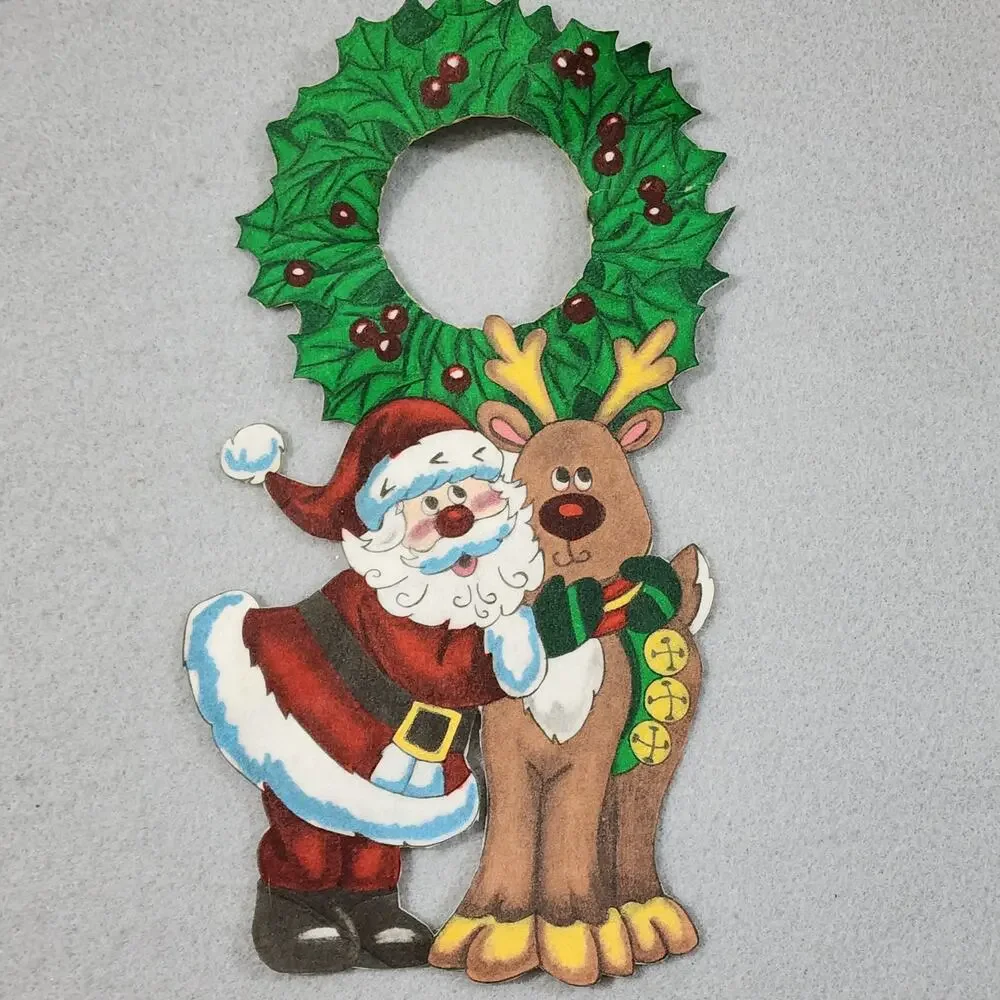 Christmas Patch Appliques Gingerbread Men x2 Santa & Reindeer 3pcs Embellishment